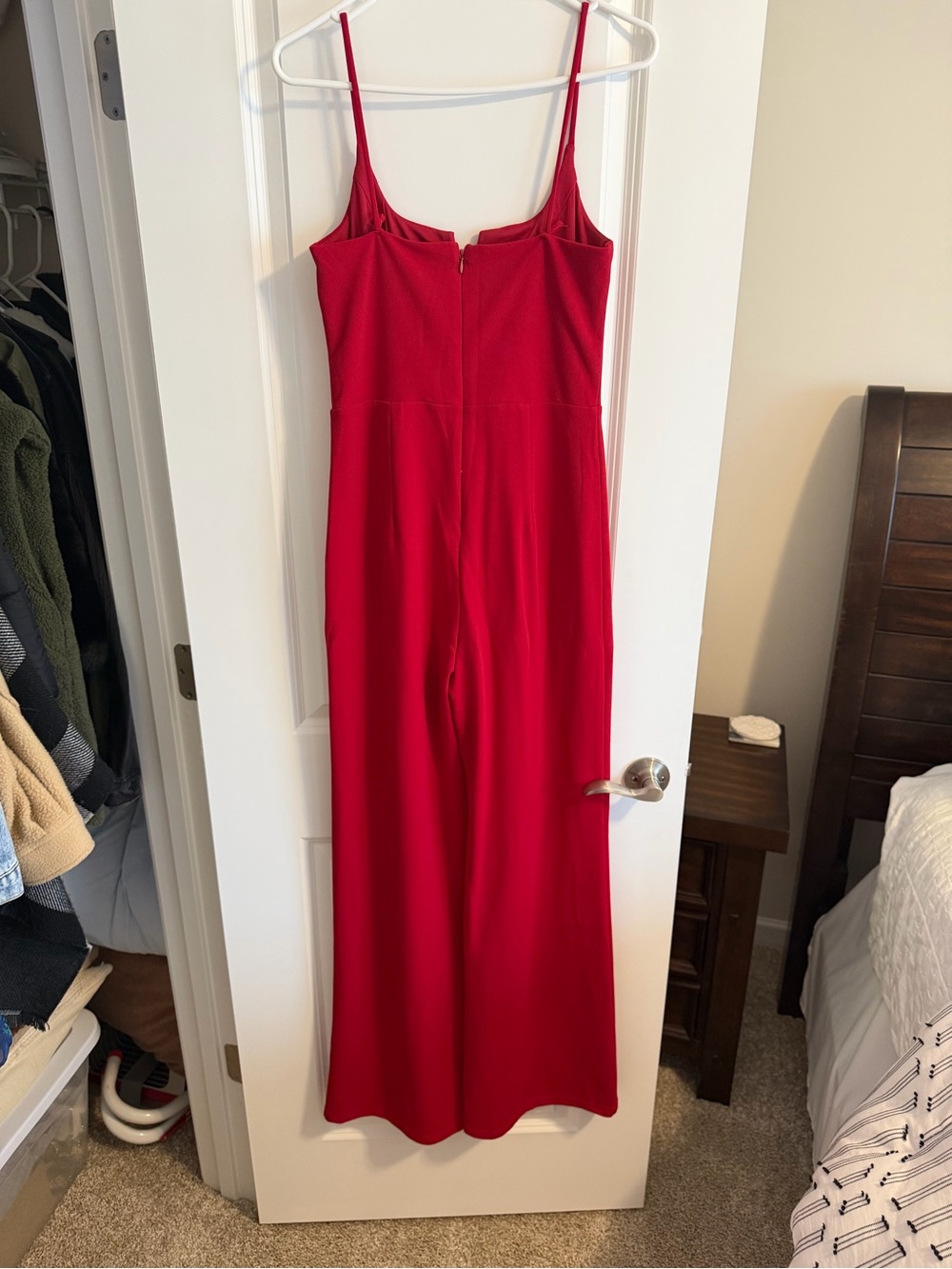 Lulu's Bright Red Spaghetti-Strap Wide Leg Jumpsuit